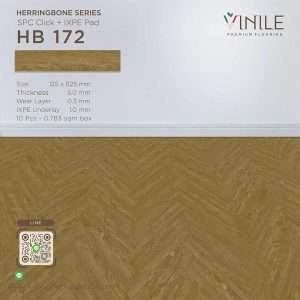 SPC flooring Herringbone series, product code HB 172, 5mm thick with IXPE underlay pad
