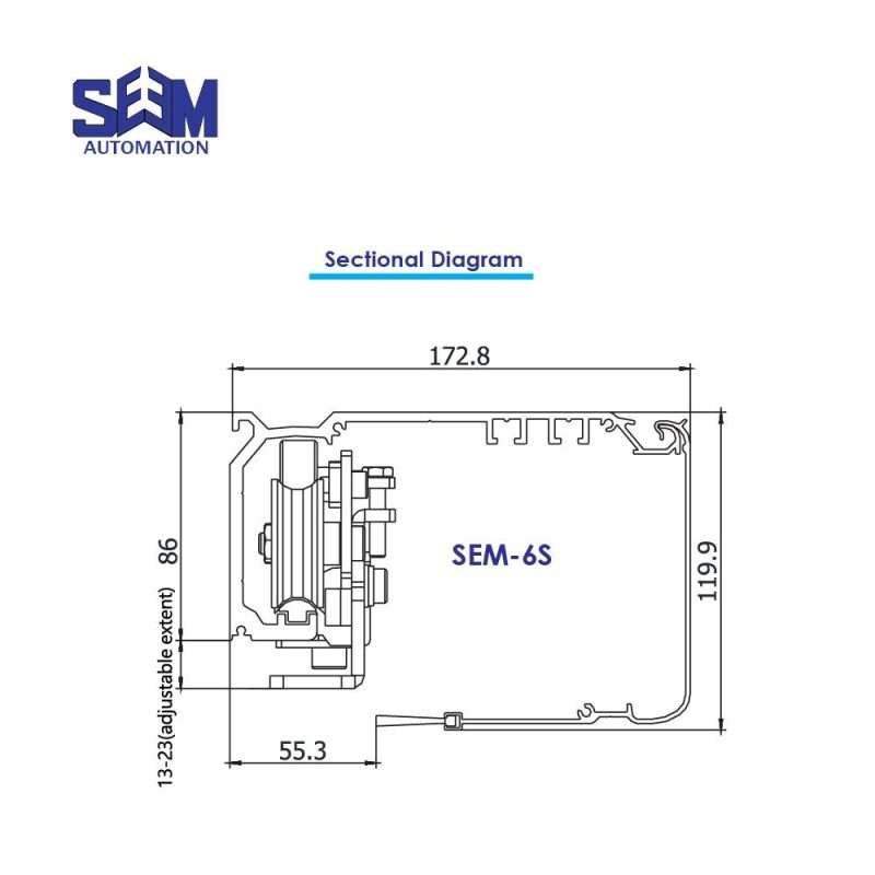 SEM 6S Commercial Sliding Auto Door with powerful brushless motor and advanced safety features.