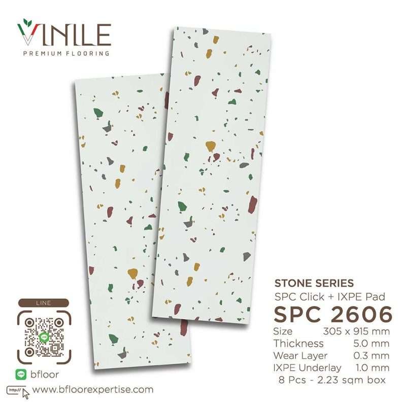 Vinile SPC Stone Series flooring, Product Code SPC 2606, showcasing Real Stone pattern