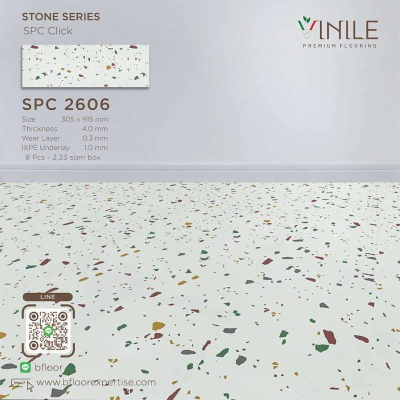 Vinile SPC Stone Series flooring, Product Code SPC 2606, showcasing Real Stone pattern