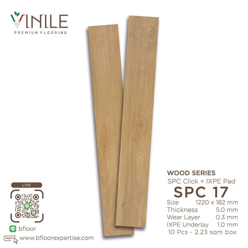 Vinile SPC Wood Series flooring, Product Code SPC 17, showcasing wood grain pattern