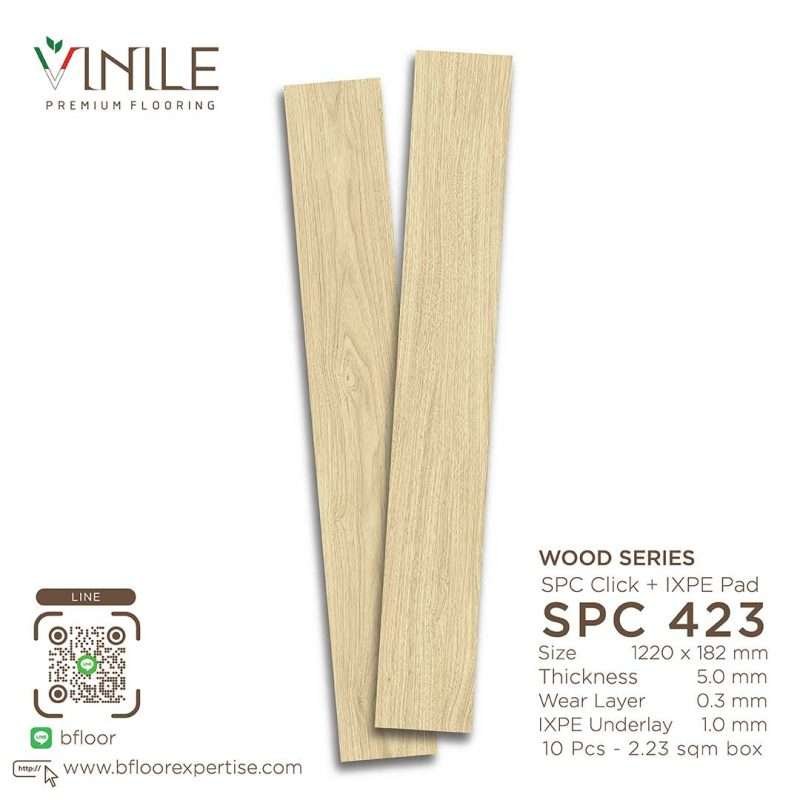 Vinile SPC Wood Series flooring, Product Code SPC 423, showcasing wood grain pattern