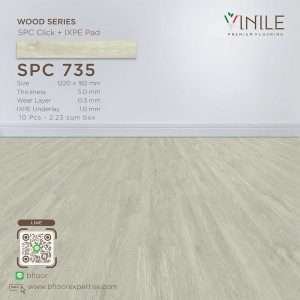 Vinile SPC Wood Series flooring, Product Code SPC 735, showcasing wood grain pattern