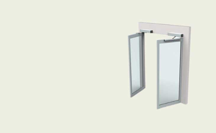Automatic swing door system with a sleek design for residential and commercial applications.