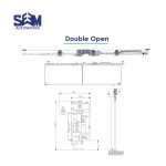 Semi-automatic sliding door system with manual opening and automatic closing for smooth, quiet operation.