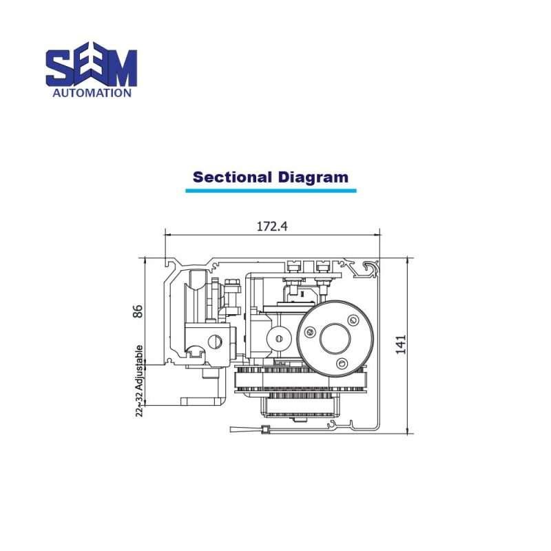 SEM 350 Commercial Sliding Auto Door with powerful brushless motor and advanced safety features.