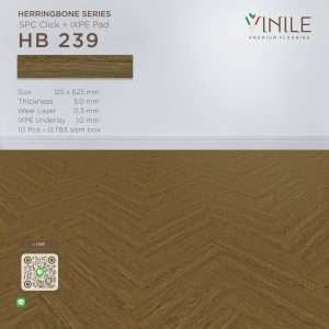 SPC flooring Herringbone series, product code HB 239, 5mm thick with IXPE underlay pad