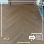 VINILE SPC Click Flooring Code HB 239 Herringboneseries medium light tone look, 5 mm thick, 100% waterproof.
