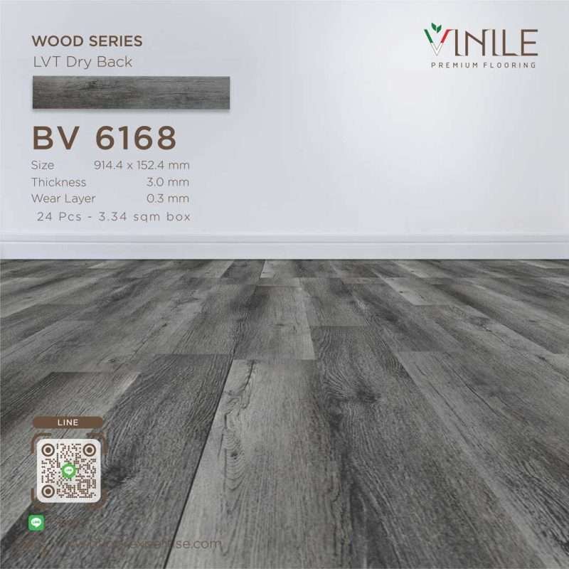 Vinile LVT Wood Series flooring, Product Code BV 6168, showcasing a realistic wood pattern