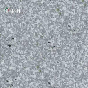 Homogeneous PVC flooring roll in Grey tone color – T Class durable vinyl sheet for commercial and healthcare use.