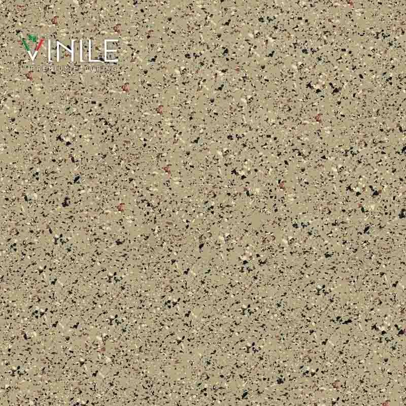 Venezia collection - VZ 1808 - Sabbiato Homogeneous PVC flooring roll in Brown tone color – T Class durable vinyl sheet for commercial and healthcare use.